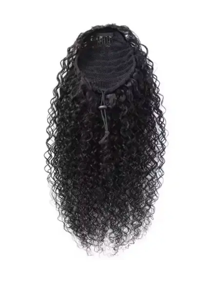 Raw Drawstring Curly Ponytail