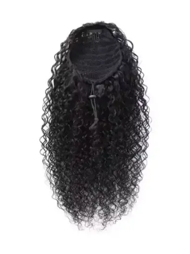 Raw Drawstring Curly Ponytail