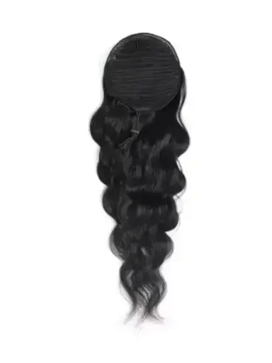 Raw Drawstring Wavy Ponytail